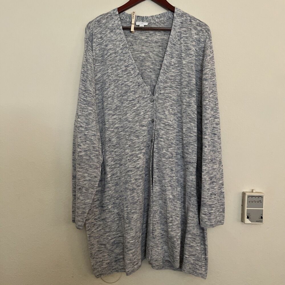 J. Jill Long Sleeve Heathered Linen Cotton Button Cardigan Lightweight SZ 3X
